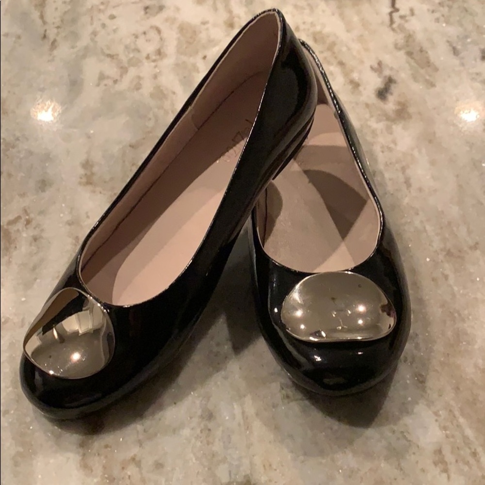 GIRLS PAZITOS BLACK PATENT FLATS SIZE 34 US 2 NEW